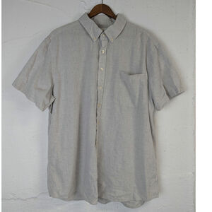 Sonoma Linen Cotton Button Down Shirt Mens XXL Short Sleeve Grey Summer Resort